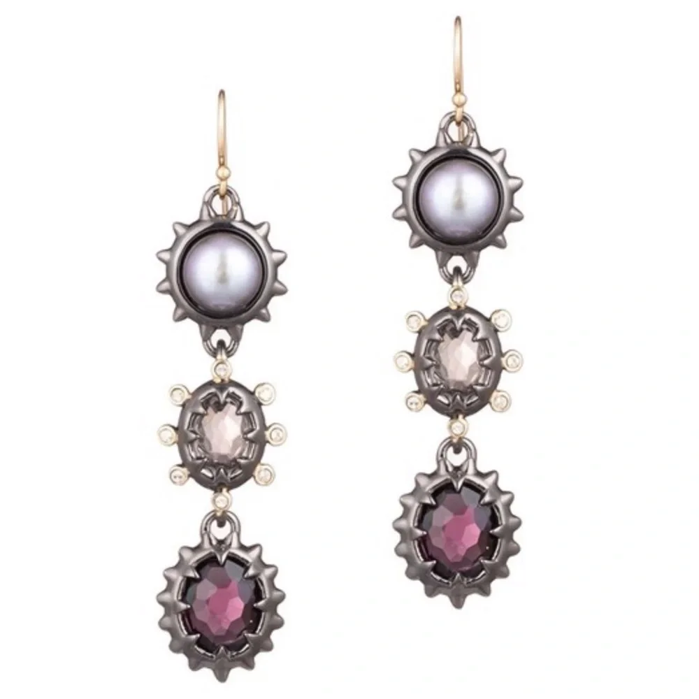 ALEXIS BITTAR • Georgian Stone Triple Drop Earrings